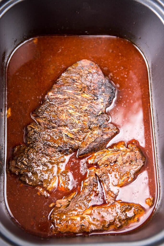 Chuck roast in a slow cooker