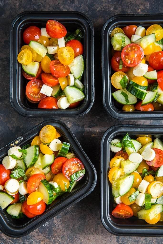 Looking for an easy lunch box idea for work or school? This Cucumber Tomato Salad with Mozzarella is the perfect solution! You can even include in your meal prep plan and eat delicious all week!