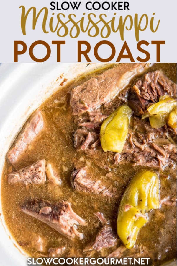 Slow Cooker Mississippi Pot Roast is a simple way to take your dinner from average to amazing! Mezzetta Pepperoncini Peppers give a tasty twist to roast beef for the ultimate family meal. #slowcooker #missisippi #potroast 