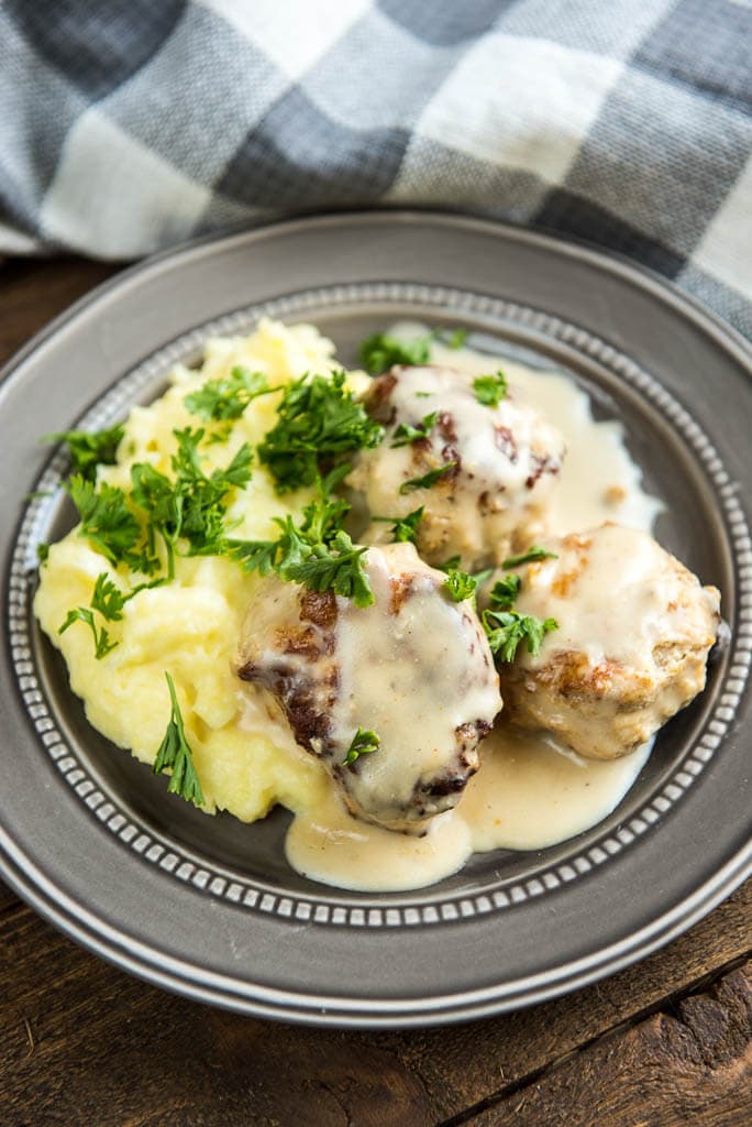 Slow Cooker Chicken Meatballs with Cream Sauce