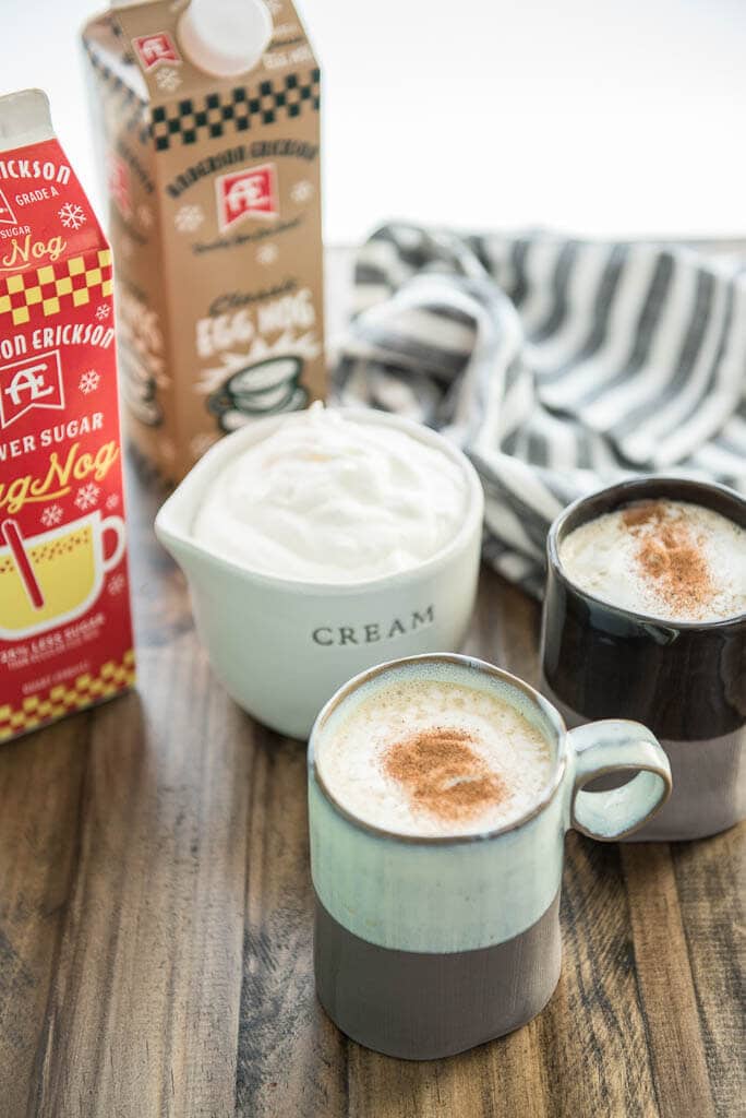 Enjoy a tasty treat this holiday season! Slow Cooker Eggnog Lattes are perfect for entertaining or a cozy evening by the fire!