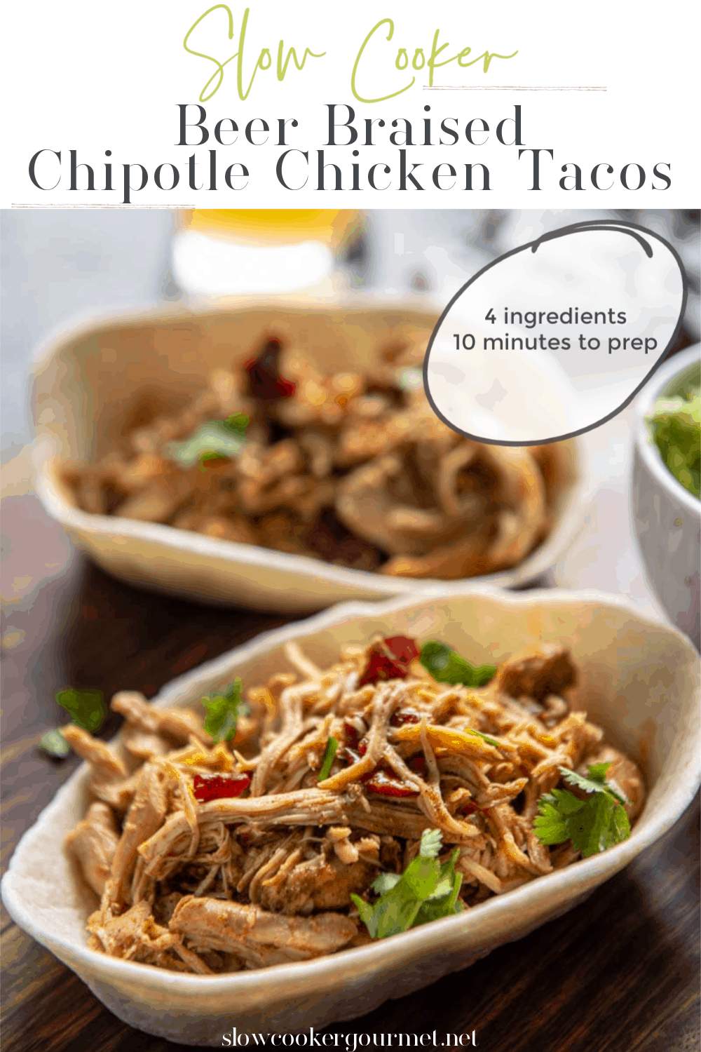 Slow Cooker Beer Braised Chipotle Chicken Tacos - Slow Cooker Gourmet