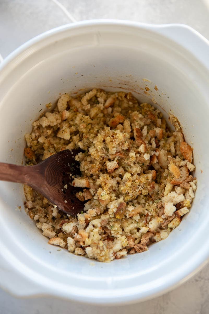 slow cooker with boxed stuffing mix