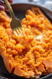 forkful of baked sweet potato