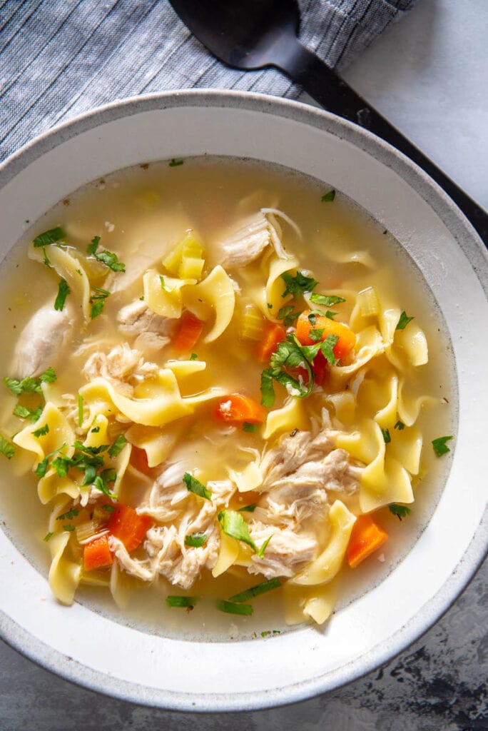 bowl of chicken noodle soup