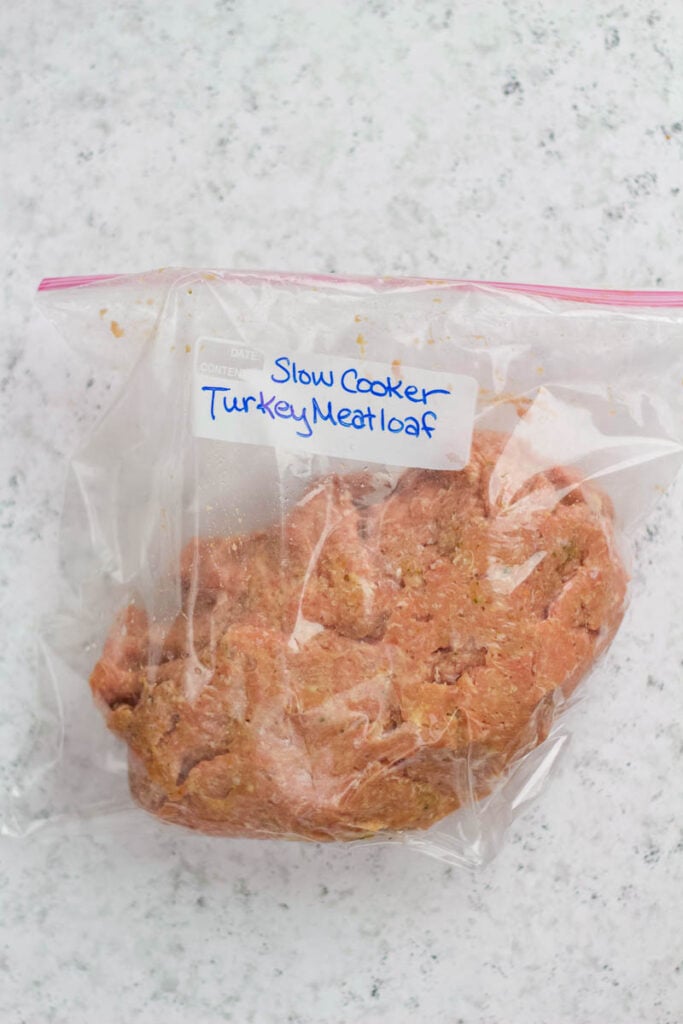 raw turkey meatloaf in freezer bag