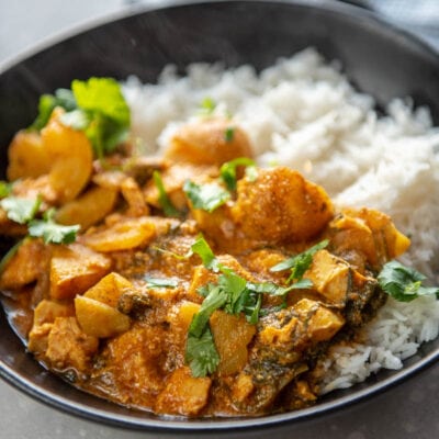coconut curry chicken in a bowl