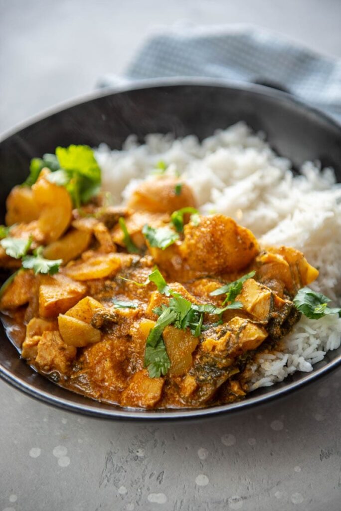 coconut curry chicken in a bowl