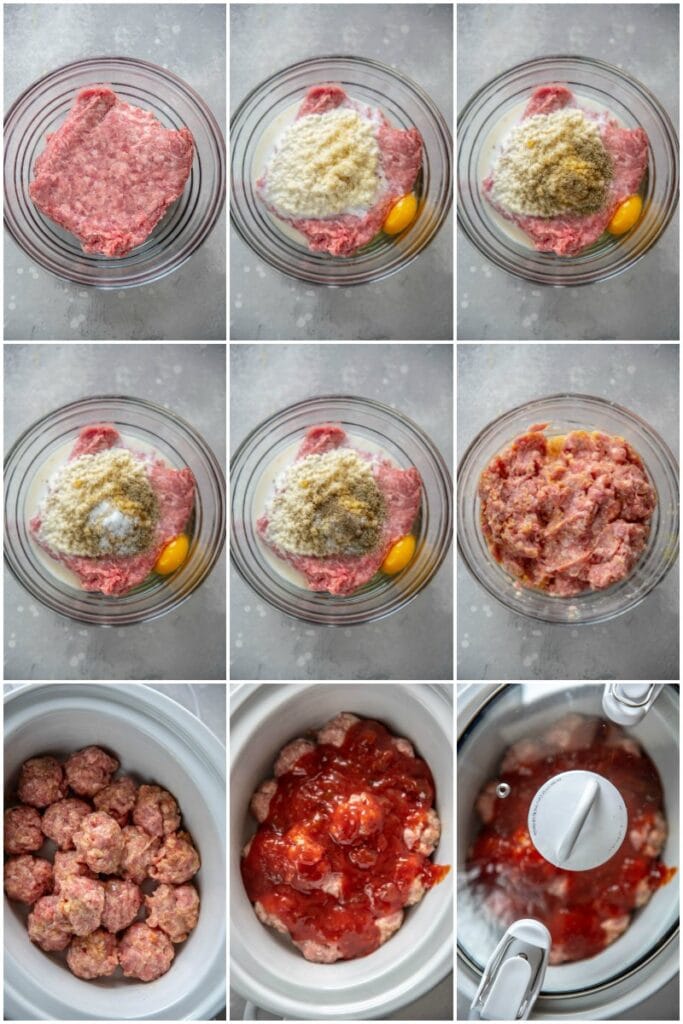 step by step making pork meatballs