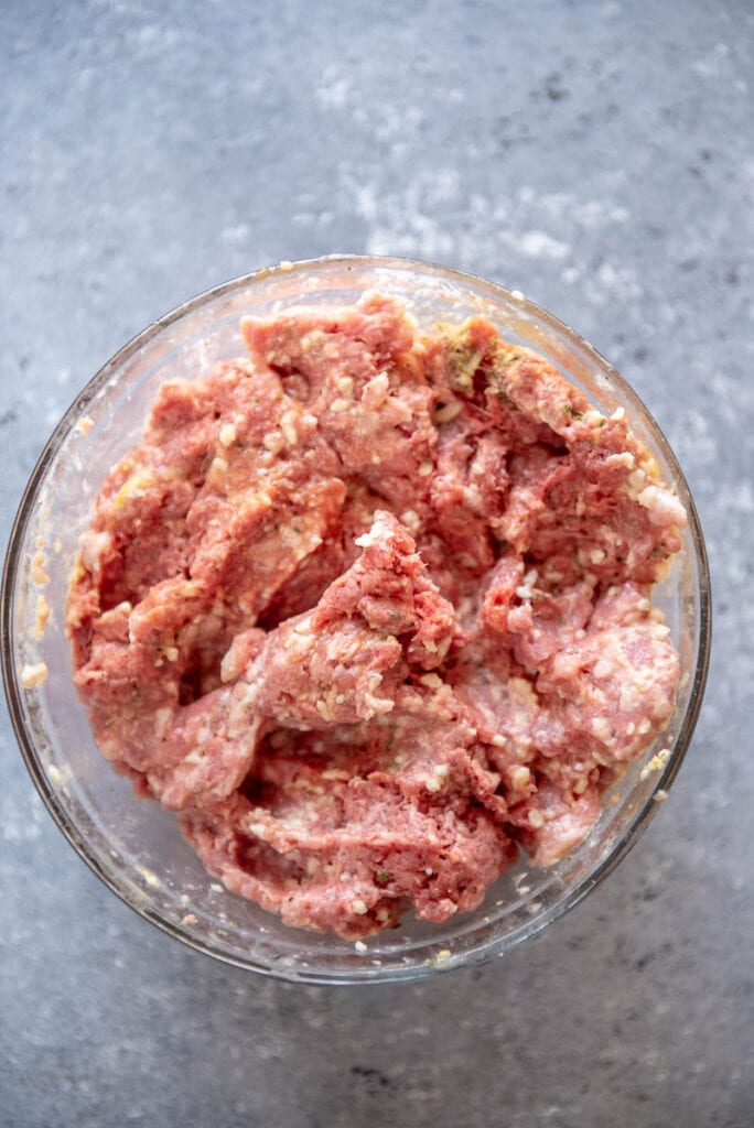 bowl of meat mixture for gluten free meatballs