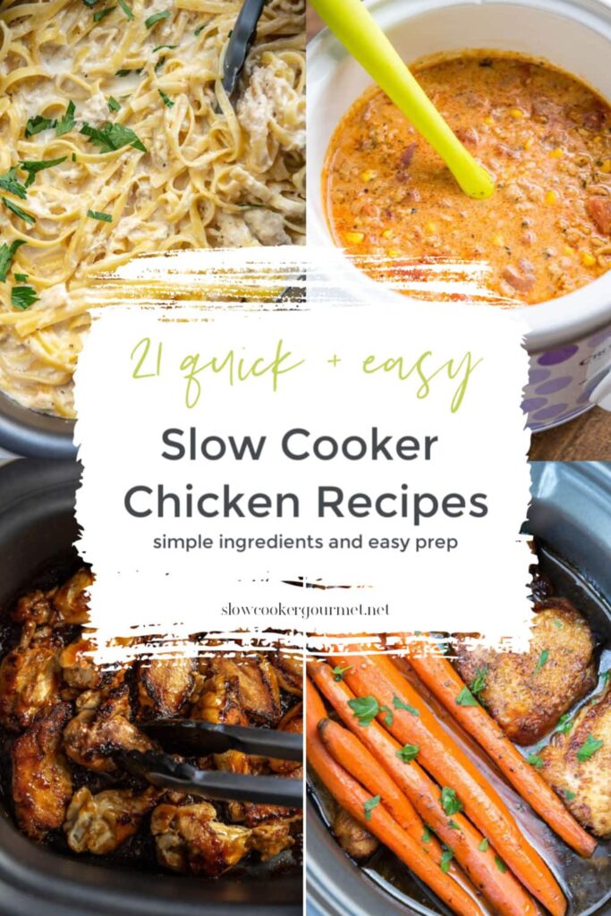 collage of slow cooker chicken recipes