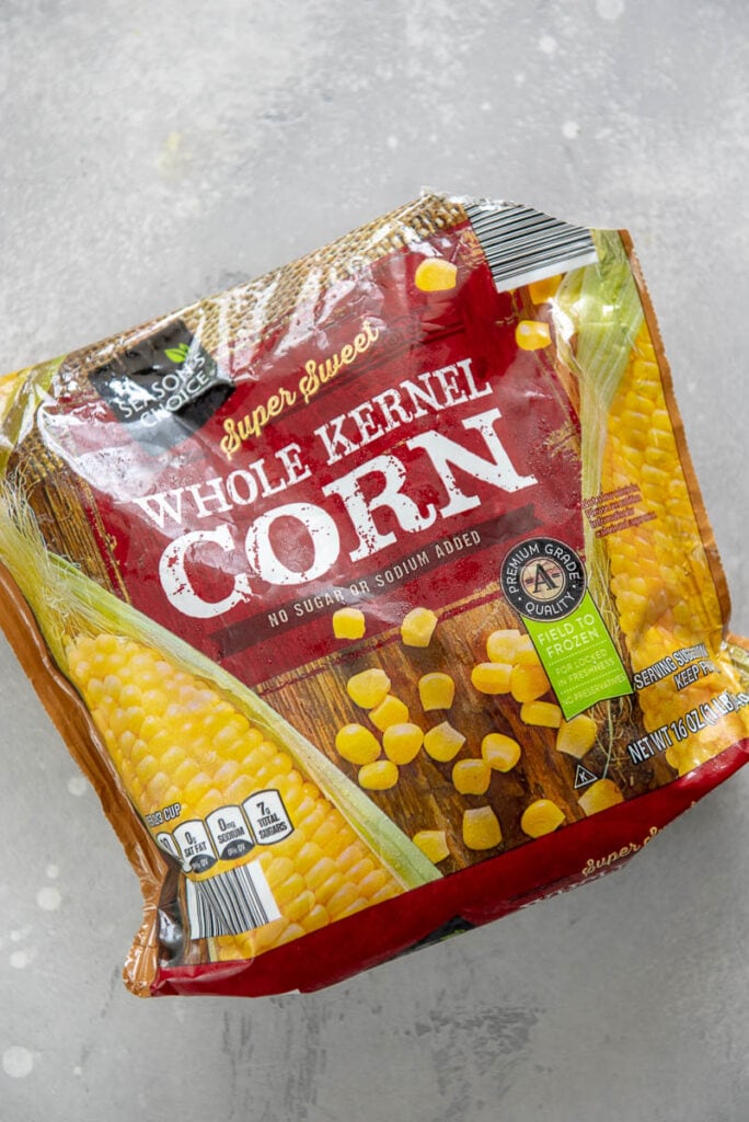bag of frozen sweet corn
