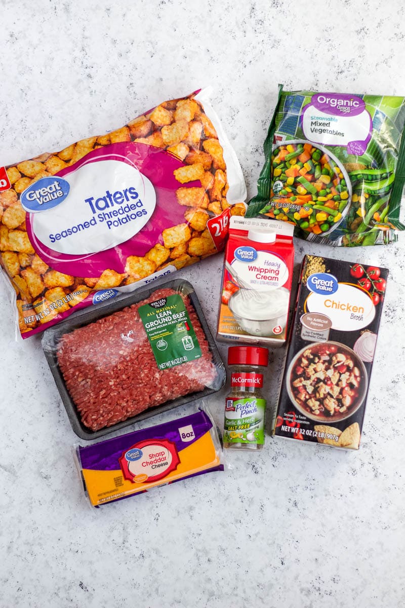 ingredients for slow cooker tater tot casserole