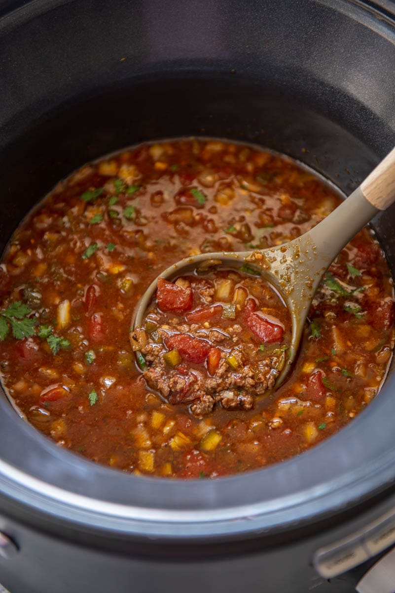 bison chili in a slow cooker