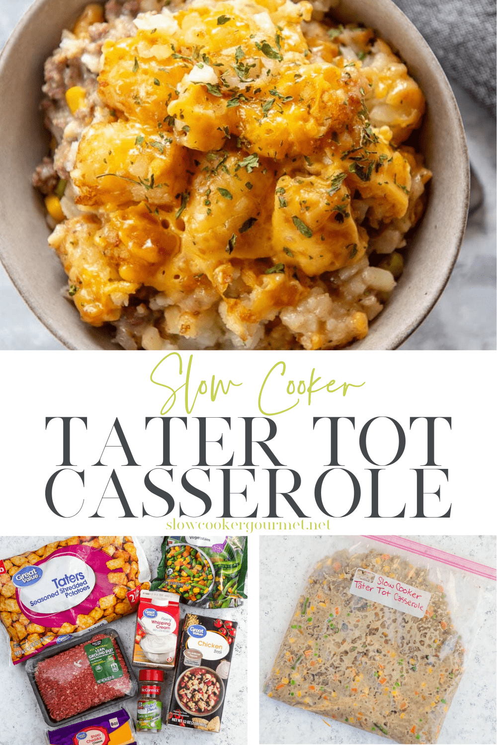 Slow Cooker Tater Tot Casserole - Slow Cooker Gourmet