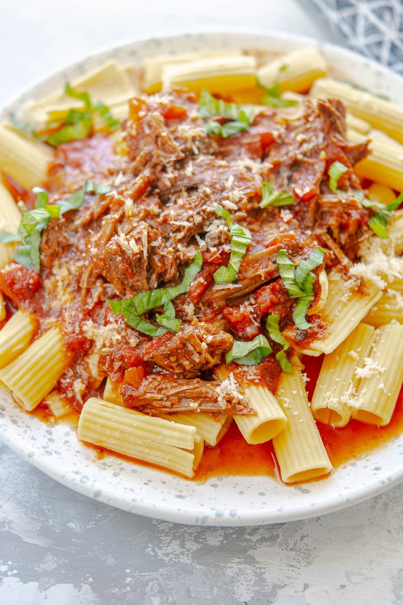Beef Ragu on a white plate