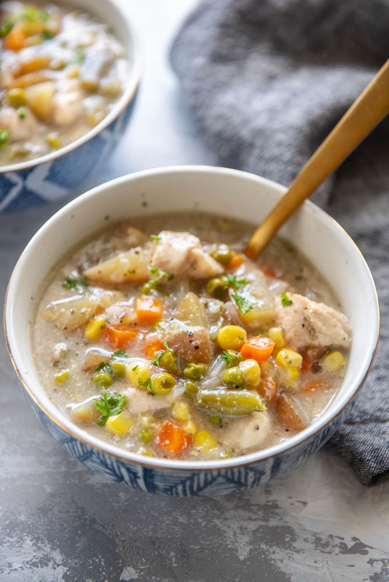 Slow Cooker Chicken Pot Pie Soup {for two}