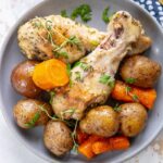 slow cooker chicken and potatoes on a plate