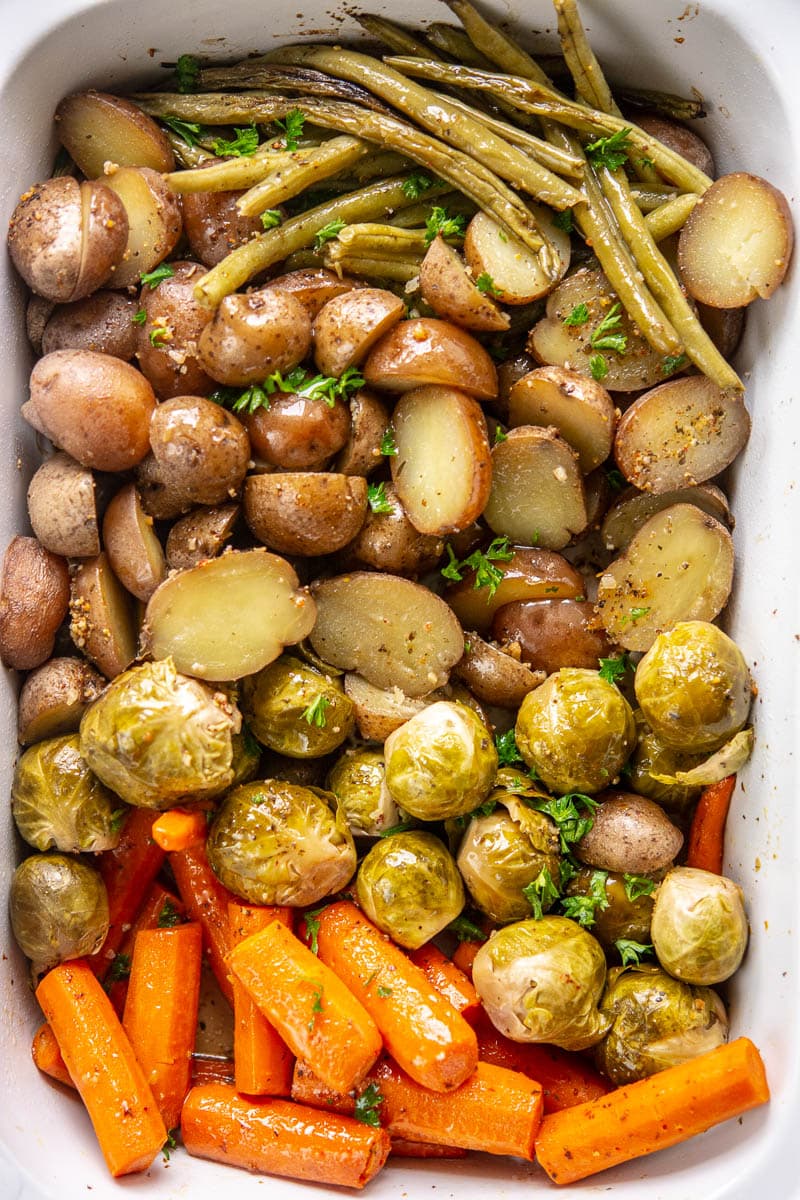 roasted fall veggies in a slow cooker