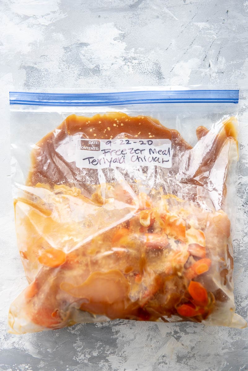 ingredients for chicken teriyaki in a freezer bag