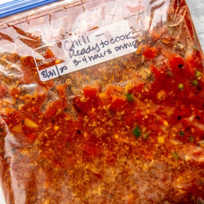 zipper bag filled with chili