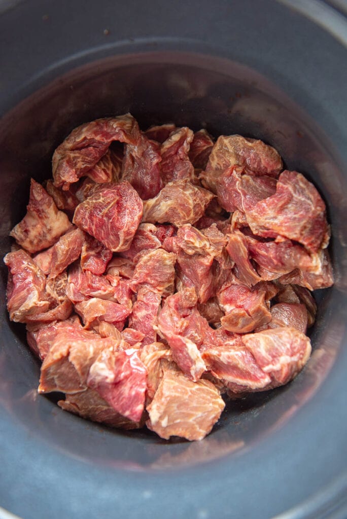 stew meat in a slow cooker