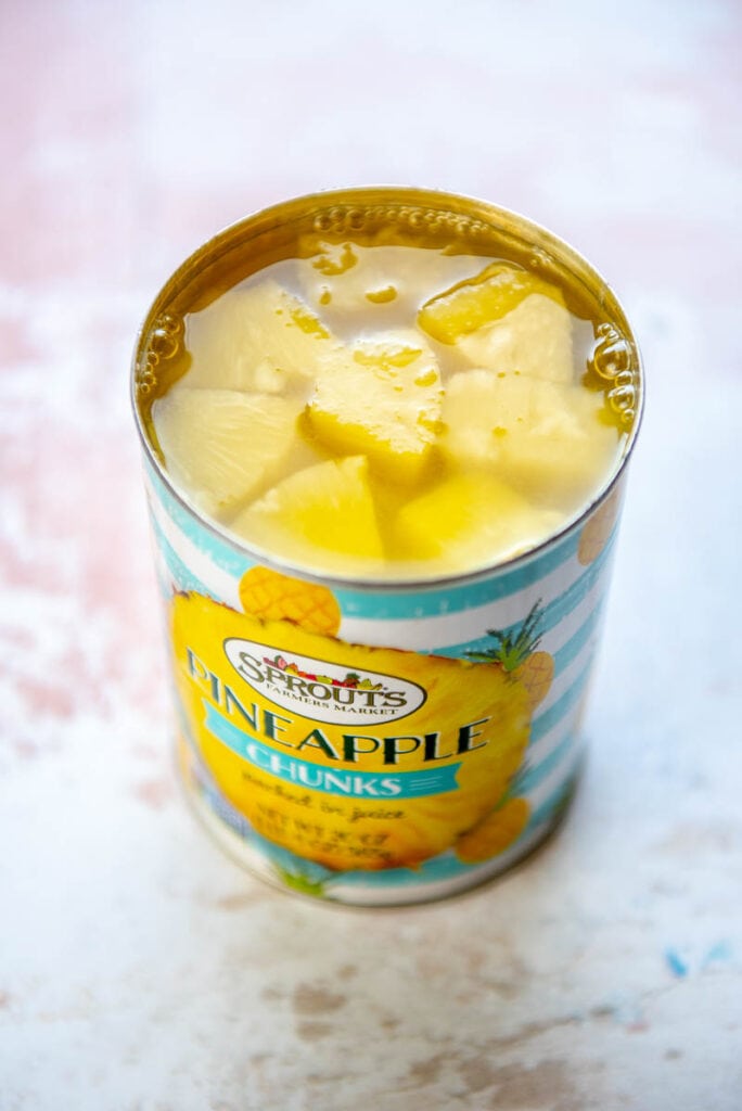 opened can of pineapple chunks