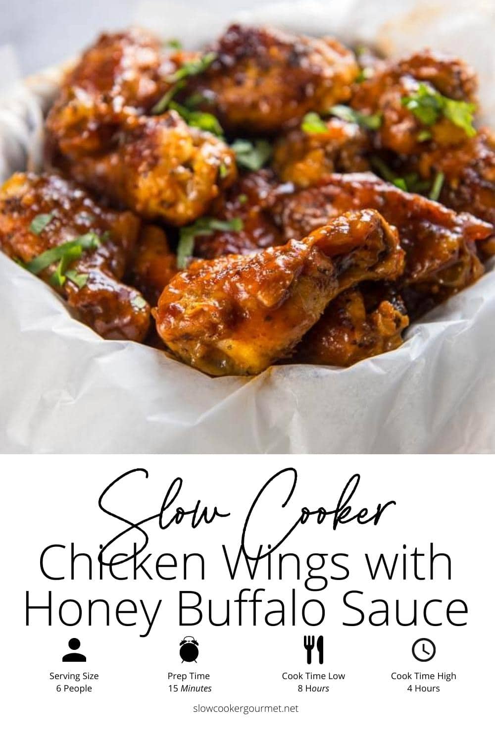 Slow Cooker Chicken Wings with Honey Buffalo Sauce - Slow Cooker Gourmet