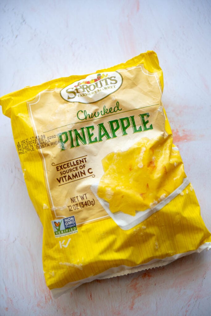 bag of frozen pineapple chunks