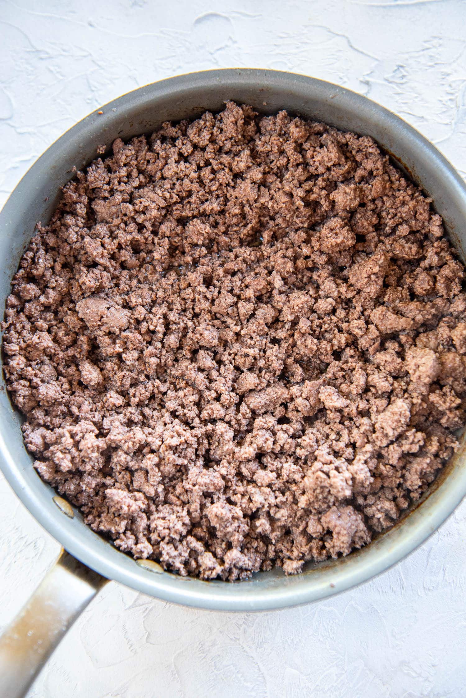 ground beef cooked in skillet