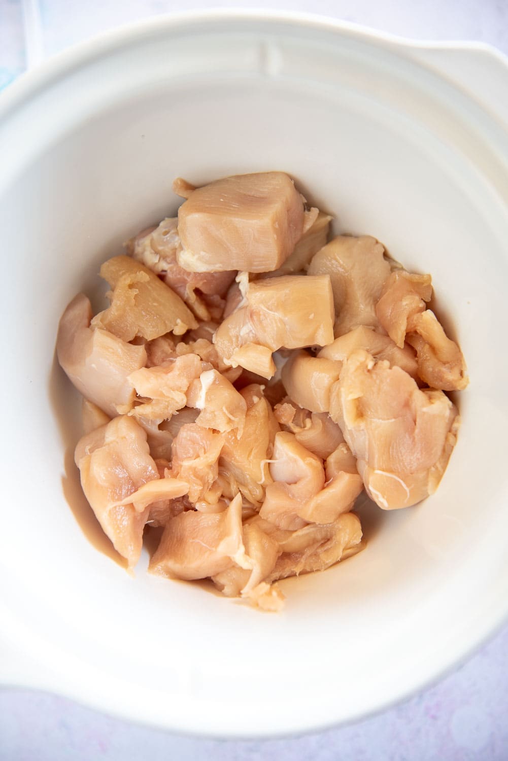 chunks of chicken in slow cooker
