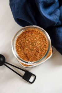 fajita spices in a mason jar open on top