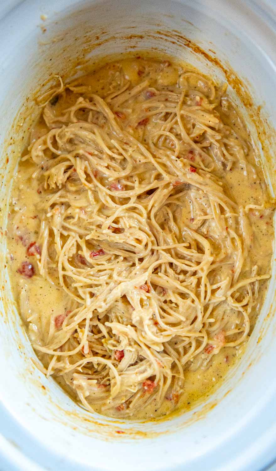 Simple Chicken Spaghetti in the Slow Cooker