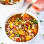 Slow Cooker Hamburger Soup served in bowl