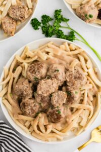 Slow Cooker Swedish Meatballs served on plate