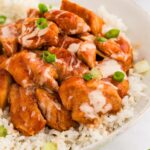 bowl of honey sriracha chicken