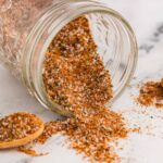 Steak Seasoning coming out of mason jar tipped over on counter