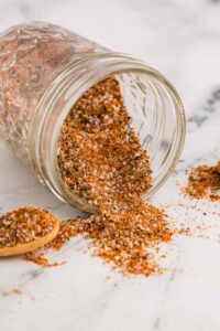 Steak Seasoning coming out of mason jar tipped over on counter