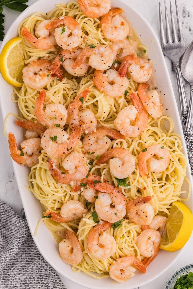 Slow Cooker Shrimp Scampi served