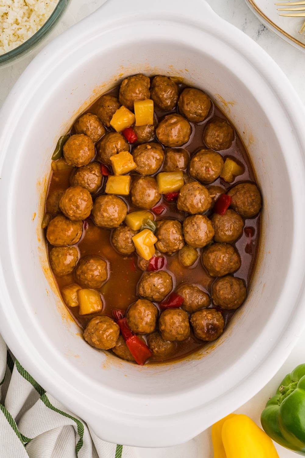 Cooked in Slow Cooker Sweet and Sour Meatballs