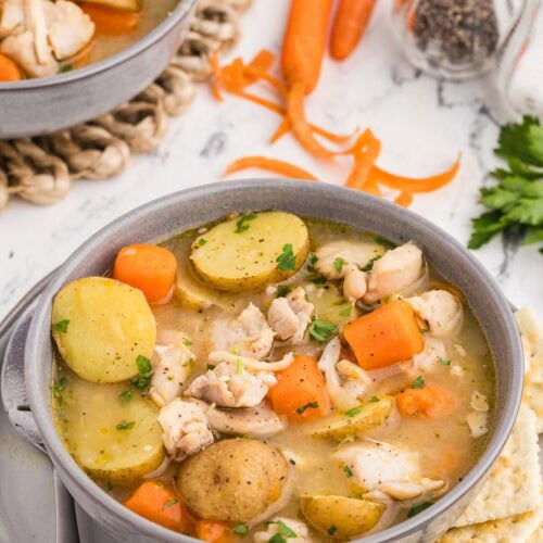 bowl of slow cooker chicken stew