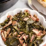 Slow Cooker Collard Greens served with bacon