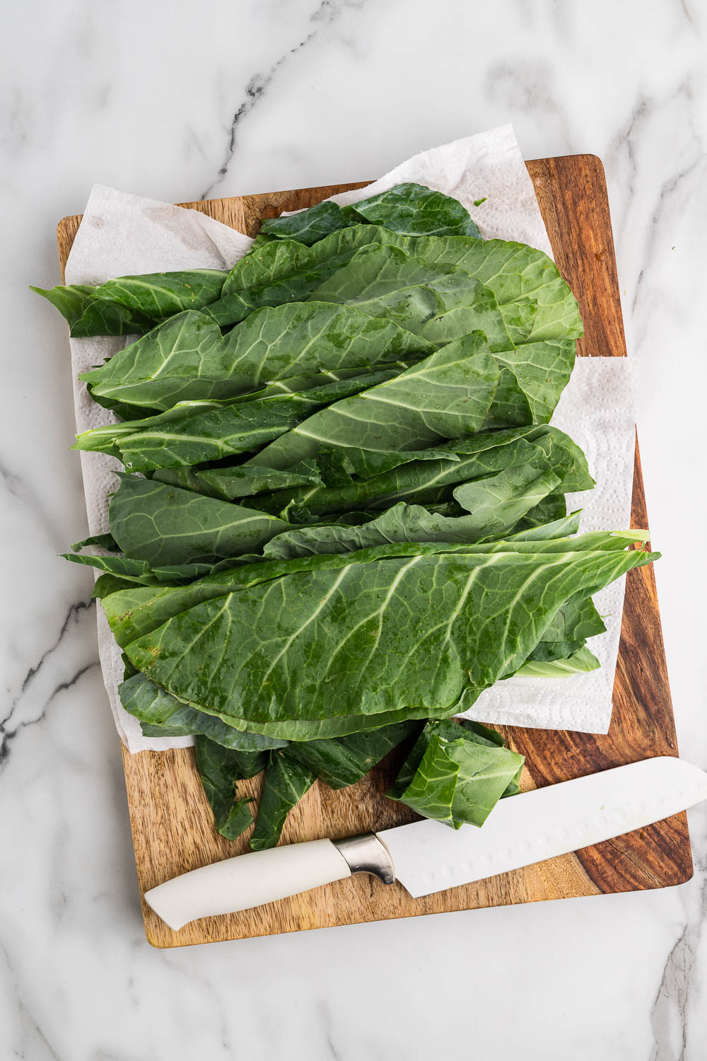 Collard greens on cutting board