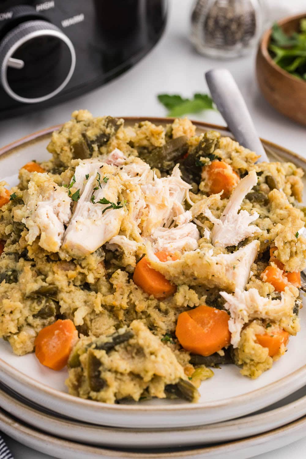 Easy Slow Cooker Chicken and Stuffing