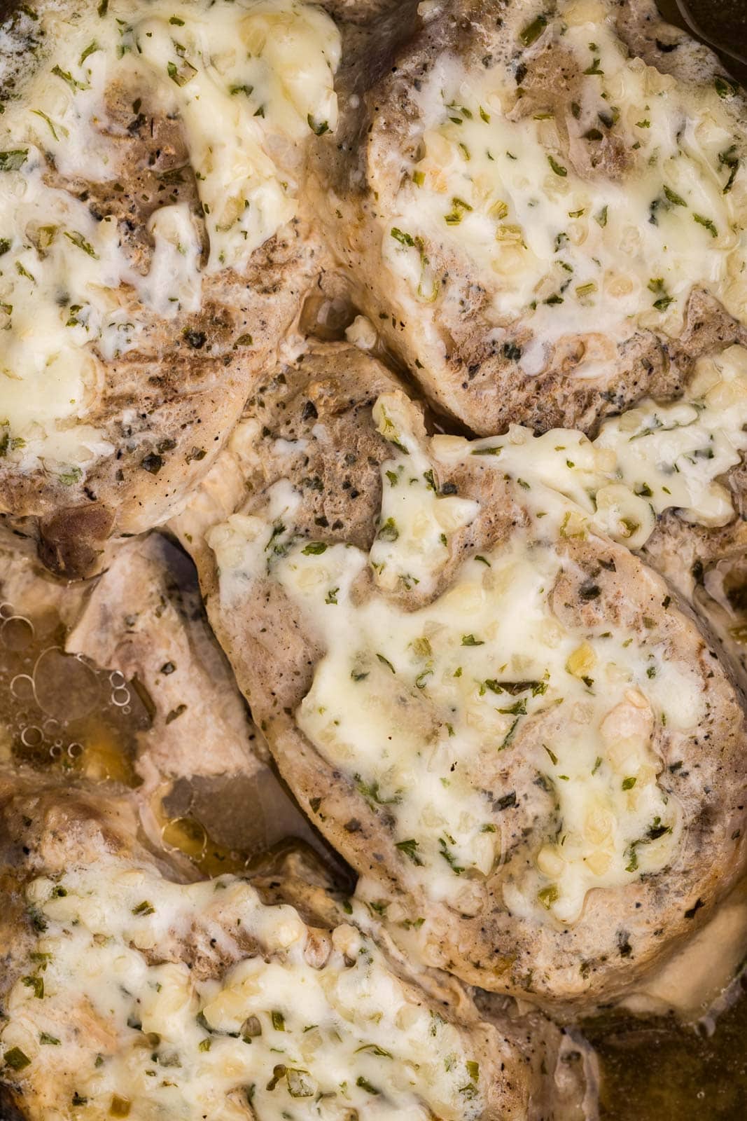 closeup view of slow cooked pork chops